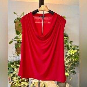 Elegant Cowl Neck Red Draped Women's Tank Top Carol Rose L